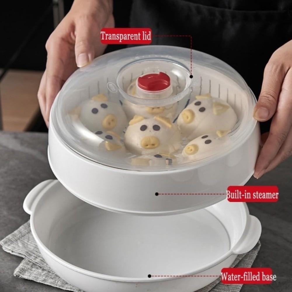 Plastic Microwave Oven Steamer Box with Lid and Tray Kitchen Cooking Steamer for Kitchen