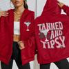 Tanned And Tipsy Pattern Printing Woman Zipper Hoodie Autumn Fleece Clothes Comfortable Hoody Oversized Sportswear