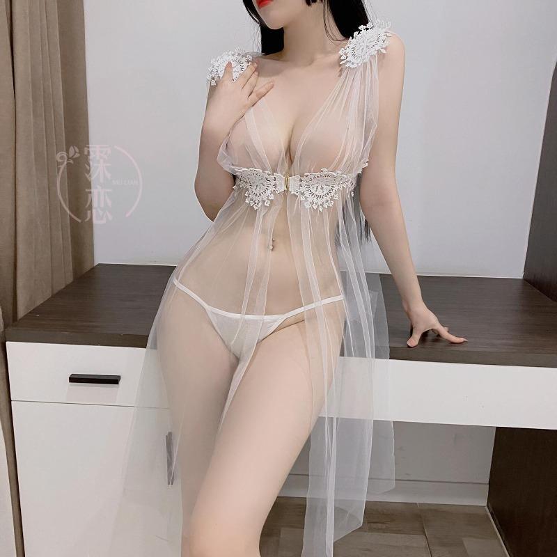 Sexy underwear mesh see-through milk princess dress water-soluble flower deep small chest sexy temptation pure