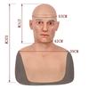 Masque de Fête Visage d'Homme Réaliste 100% Silicone Masque Facial Couvre-Tête Complet Silicone Doux Élastique pour Cosplay