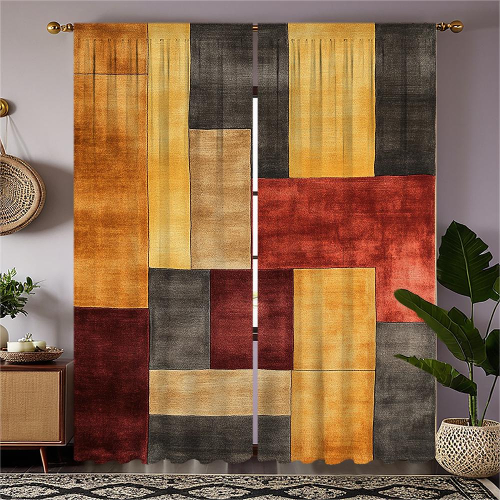 

Piece Set High Definition Digital Printed Curtainmulticolored Patchwork Style Abstract Colorful Weave Pattern Rughome Decor Curtains Made Of Polyester W100*H70(CM)-Grommet top&1PCS