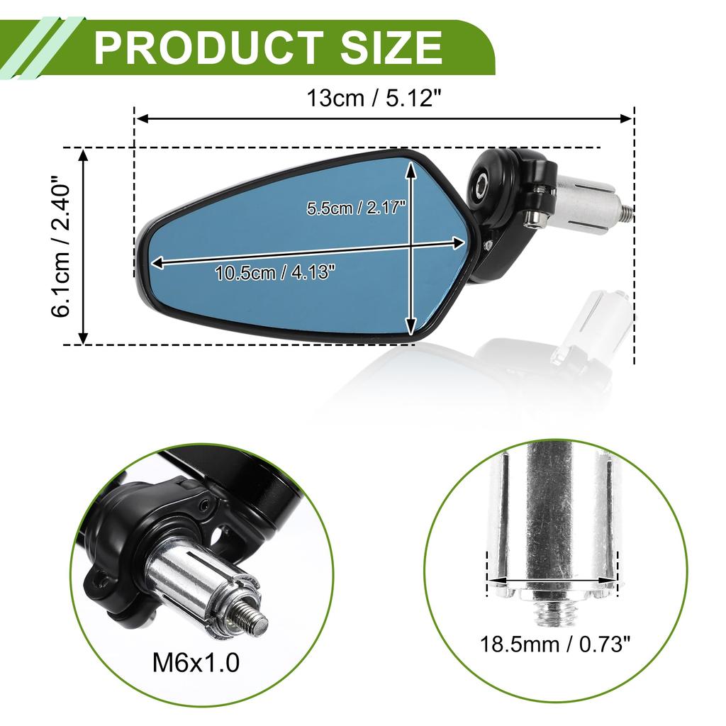 HOPESPANNER Universal Motorcycle Rear View Mirror Adjustable Side Rear View Mirror Aluminum Alloy 1 Set Black M6 Prismatic Shape
