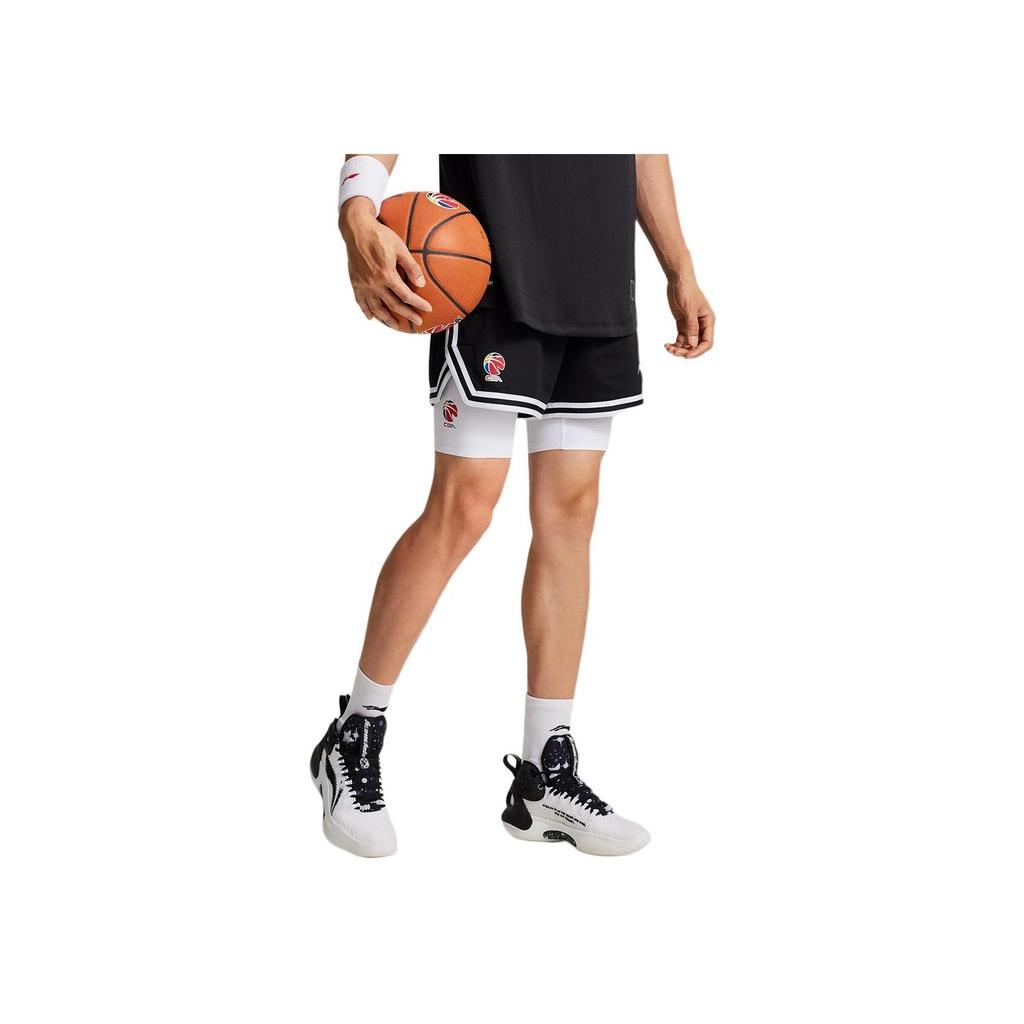 Li Ning Cba Series Professional Basketball Series Comfortable Breathable Versatile Straight Leg Sports Shorts Men Shorts White AUSU057-1
