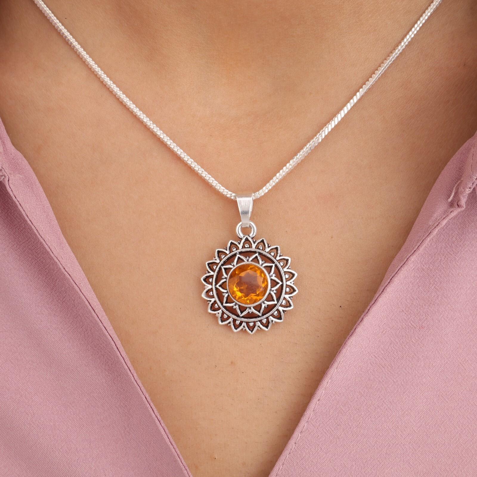 

Citrine Gemstone 925 Sterling Silver Jewelry Handmade Pendant1.14 Gift For Wife CP-30-13