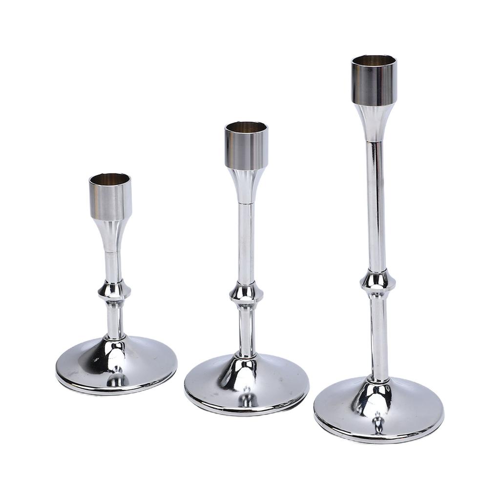 3 Pcs Candlestick Holder Steel Vintage Tall Metal Taper Candle Holders with Round Base for Table Wedding Housewarming