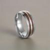 Wood Grain Inlaid Stainless Steel Wedding Ring 8mm Silver/black/men's Wedding Ring High Polished Anniversary Ring Comfortable