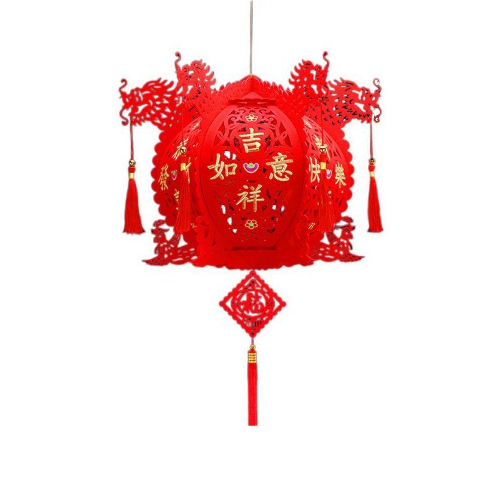 Lint/Gold Foil Spring Festival Red Lantern 3D Spring Festival Hanging Pendant  Party