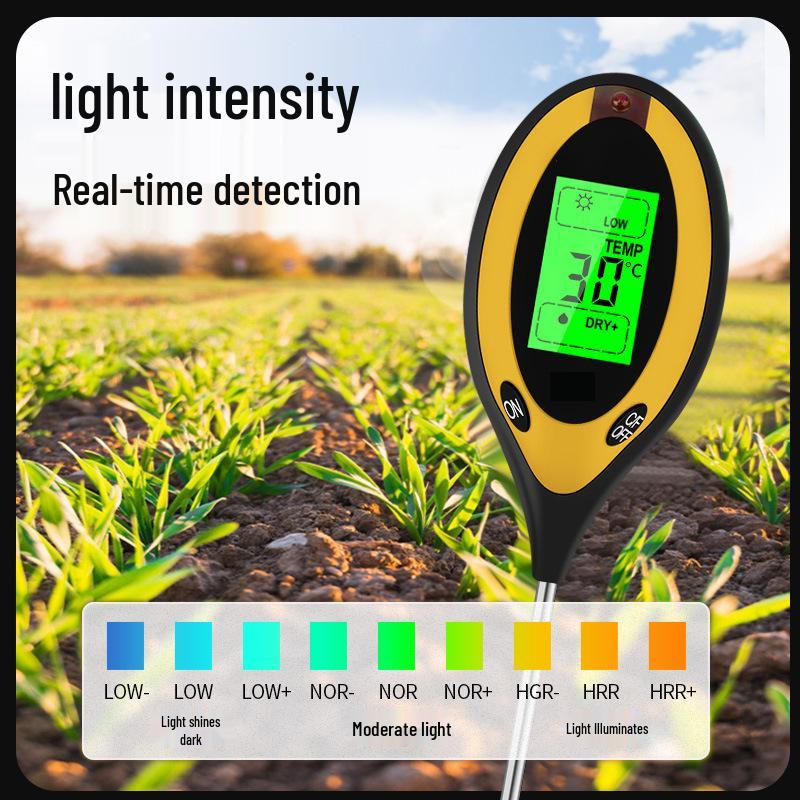 Four-in-One High-Precision Soil Tester: pH, Moisture, Light, and Temperature Meter