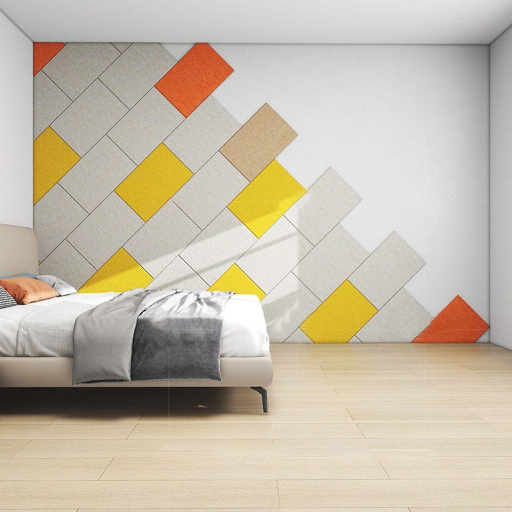 30x60cm Self-adhesive Wall Stickers 9mm Thick 3D Three-dimensional Felt Wall Panels Anti-collision Soundproof Wallpaper