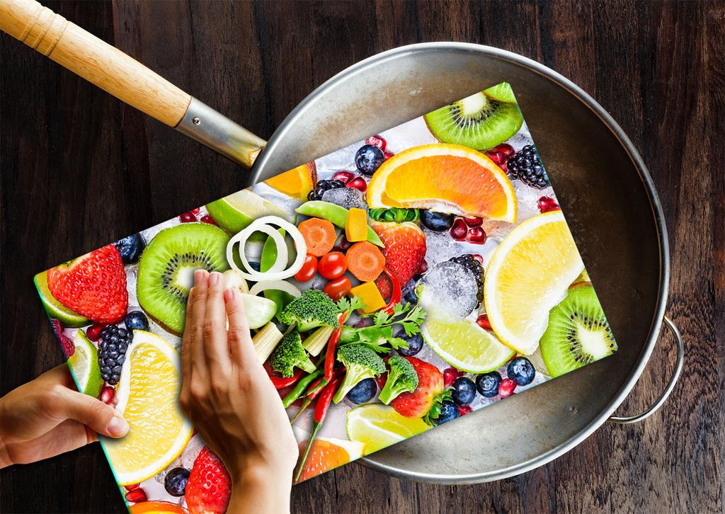 GLASS PLATE CUTTING BOARD 52x30 FRUIT