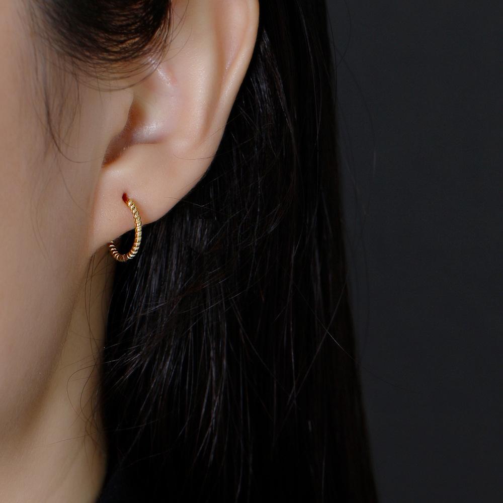 classic simple temperament gold Color Stainless Steel Twist Round Hoop Earring for Women Charm korea Earring Jewelry Accessories