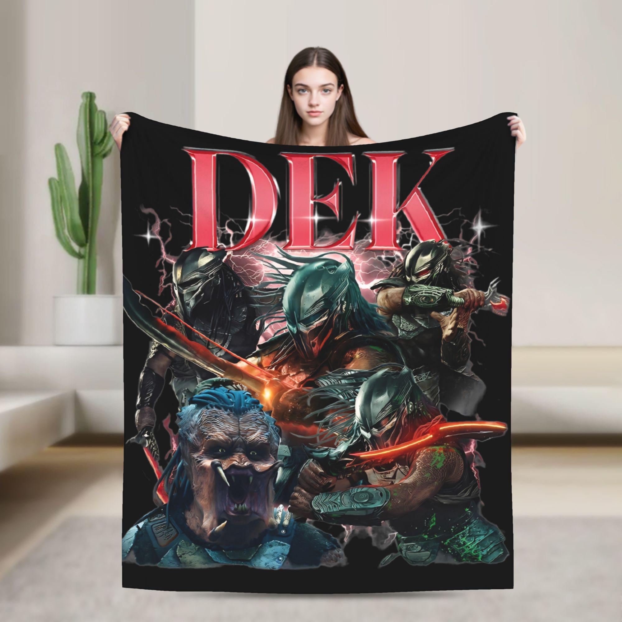 

P-Predators Dek Yautja Badlands Fashion Blankets Warrior Movie Fuzzy Throw Fashion Blanket Bed Sofa Rug Piece Lightweight Bedspread Portable 75x90cm
