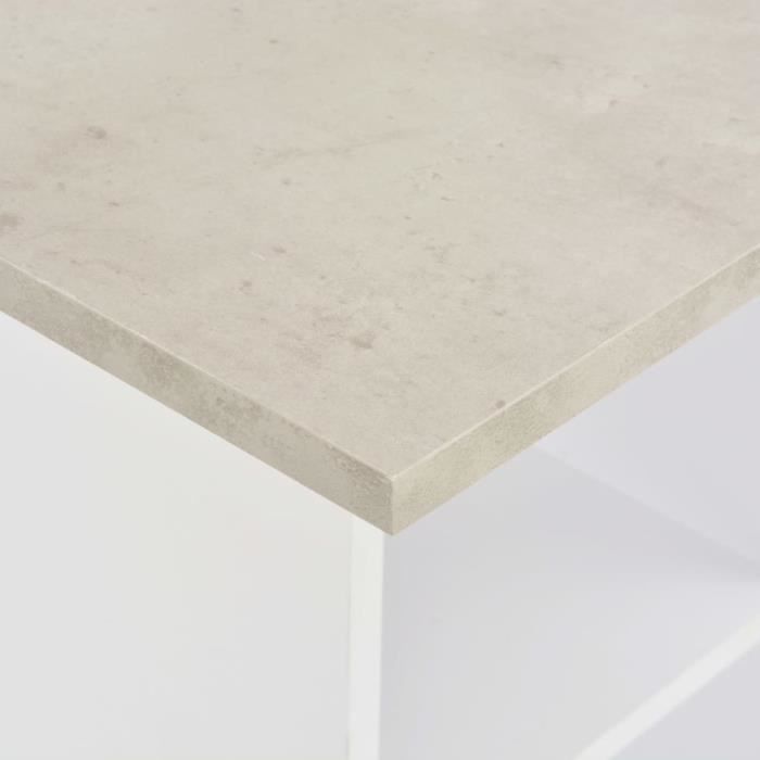 VidaXL Table de bar Blanc et béton 60x60x110 cm