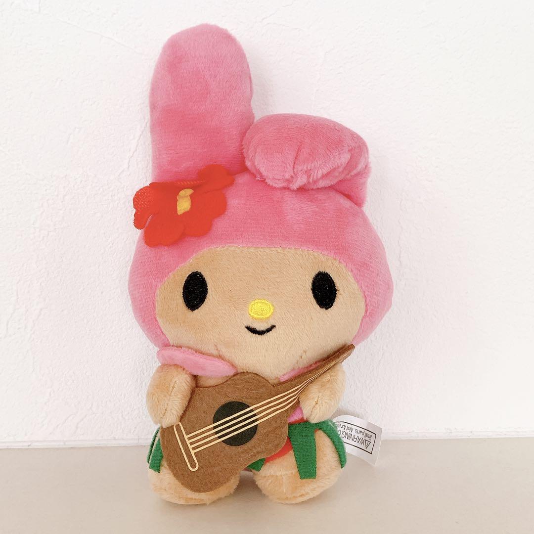 

[USED] Hawaii-exclusive, sun-damaged My Melody ukulele plush toy with tags, ABC Store