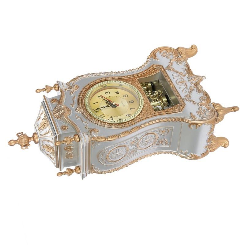 Vintage Style Plastic Table Clock Antique Home Hotel Decorative Desk Alarm Clocks(White)