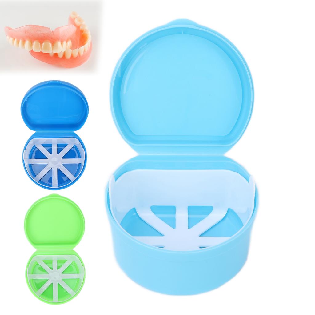Portable Dental Retainer Box False Teeth Storage Box with Basket Net Container for Travel
