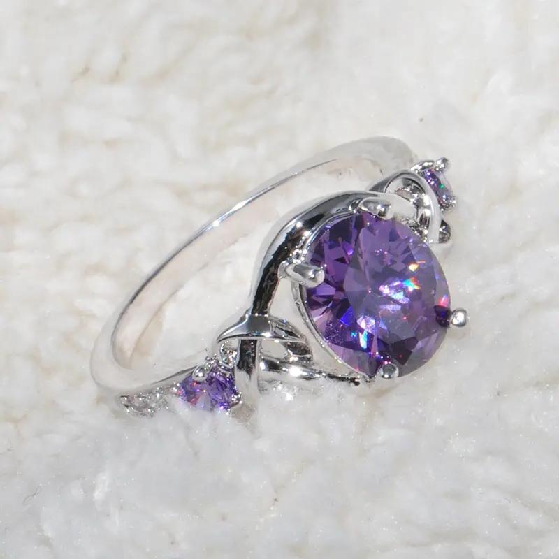 

CAOSHI Elegant Women Charming Ring for Party Bright Purple Cubic Zirconia Graceful Lady Anniversary Zircon Wedding Accessories 6