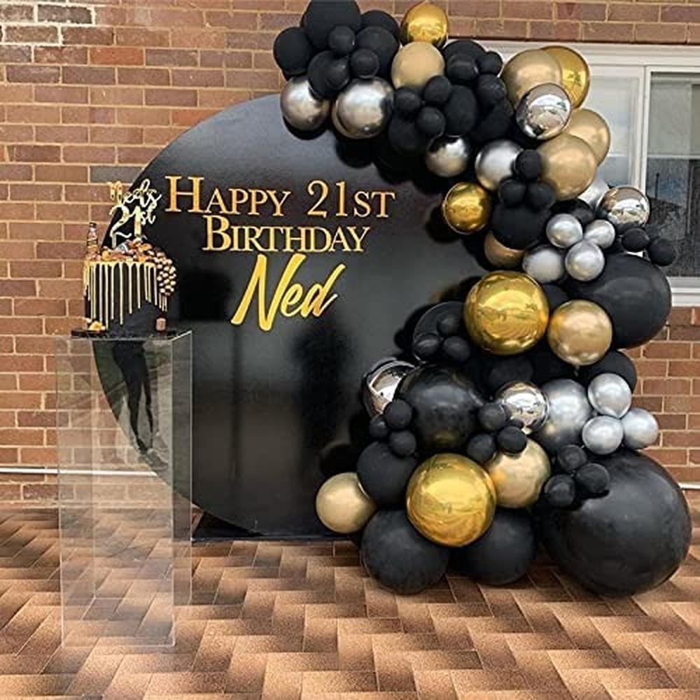 Black Gold And Silver Latex Balloon Birthday Party Balloon Chain Set Room Decoration