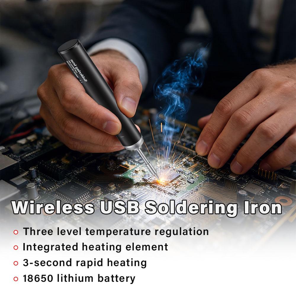 Wireless 5V Soldering Iron Set 18350 Lithium Battery USB Charging DIY Repair Tool Manual Radio Adjustable Temperature
