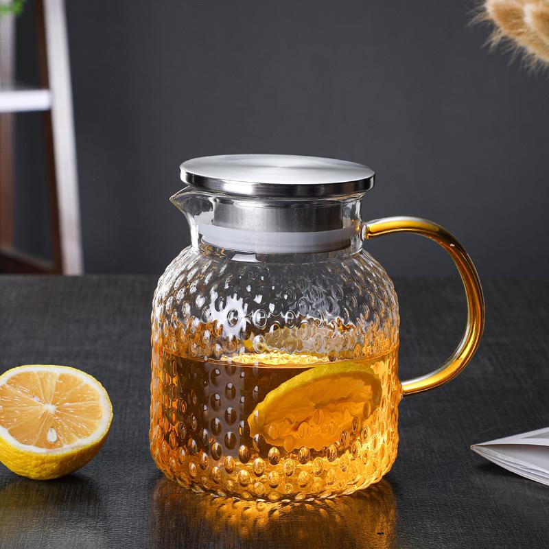 Glass Pitcher Glass Pitcher with Lid High Borosilicate Glass Heavy Duty Water Pitcher for Cold/Hot Drinks Iced Tea Juice Milk