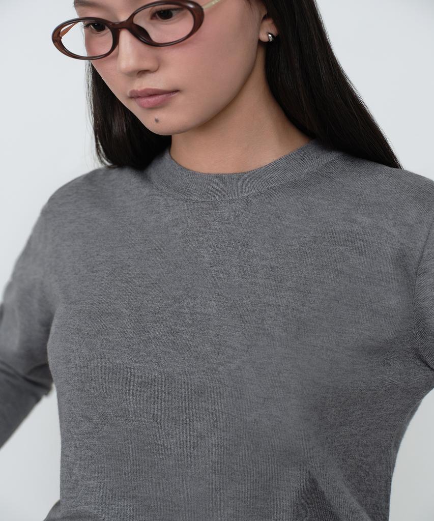 MUSINSA STANDARD WOMAN Women'S Essential Round Neck Knit [Medium Grey]
