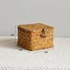 Handmade Straw Rattan Gift Basket with Lid – Woven Storage Box for Stationery & Souvenirs