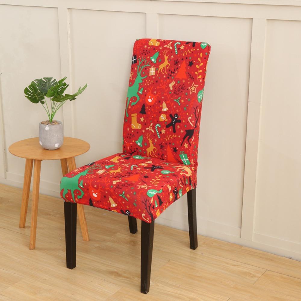 Stretchable Dining Table Chair Cover Christmas Elastic Office Chair Slipcover Simple Seat Cover