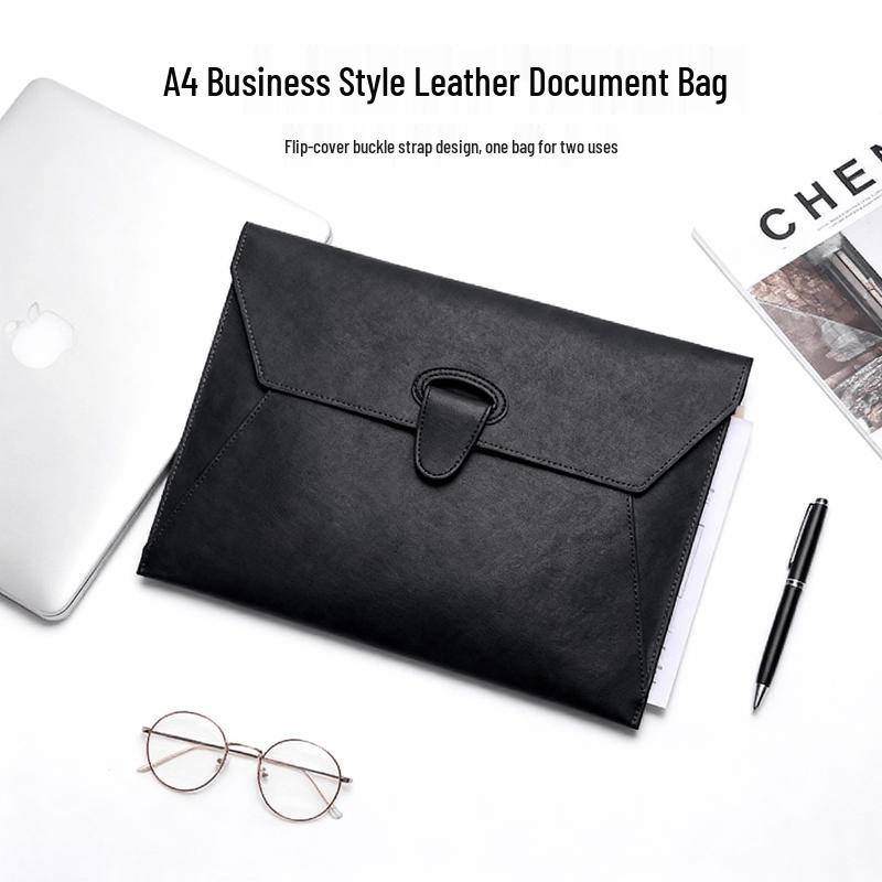SUNWOOD A4 Business Leather Document Bag чёрный