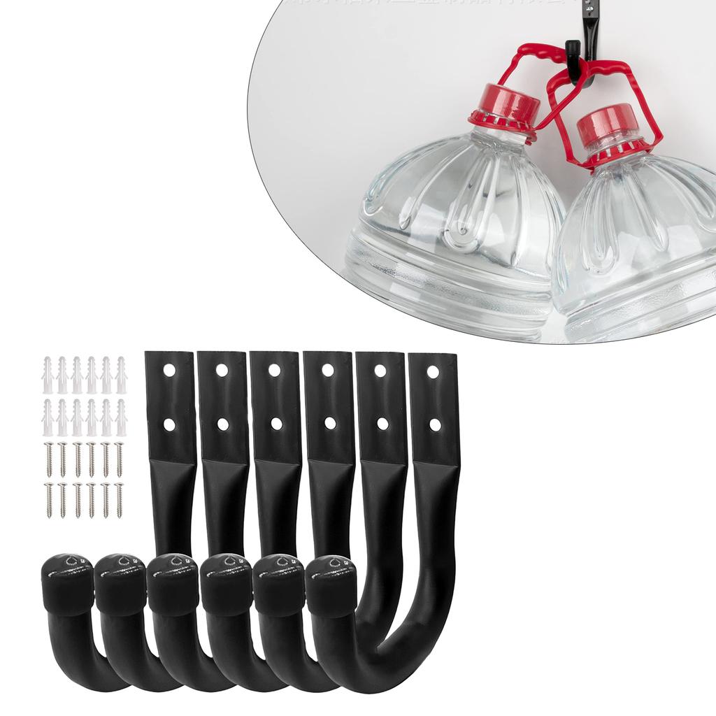 Pack of 6 Utility Garage Hooks with Strong Load Capacity Wall Mount Hook Simple Installation for Hanging Bikes & Tools