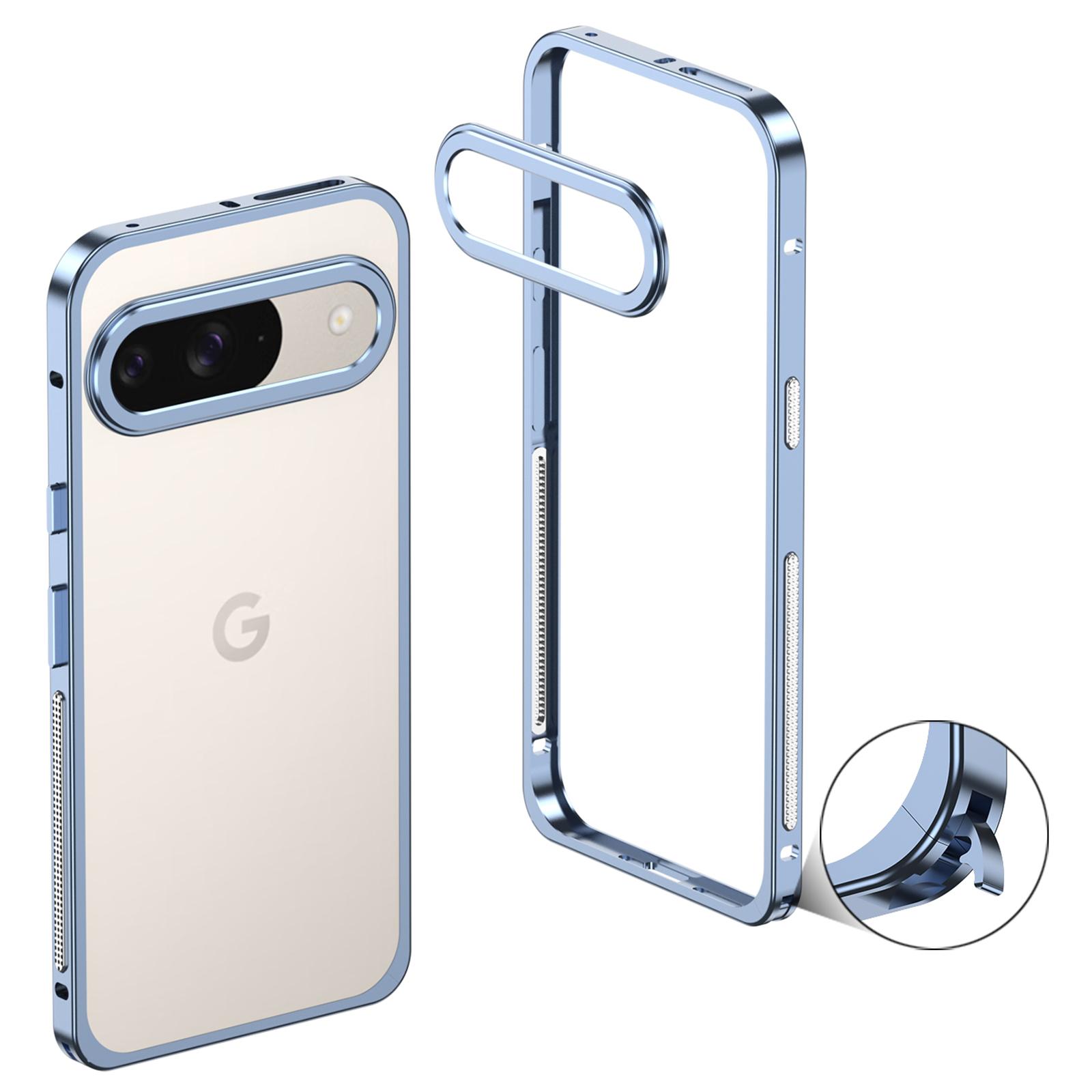 

Бамперы для Google Pixel 9/9 Pro Металлический каркас Чехол для отвода тепла с защитой объектива Blue