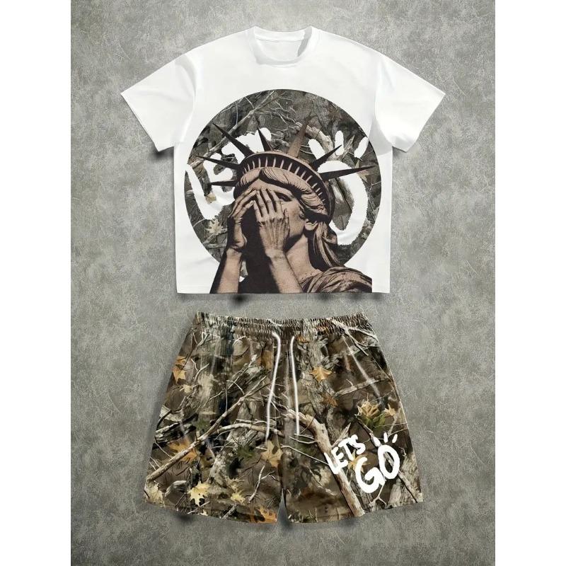

Summer New Men s Set Comfort and Softness with 3D Pattern Prints Features Street Casual Hip-hop Fashion 6XL