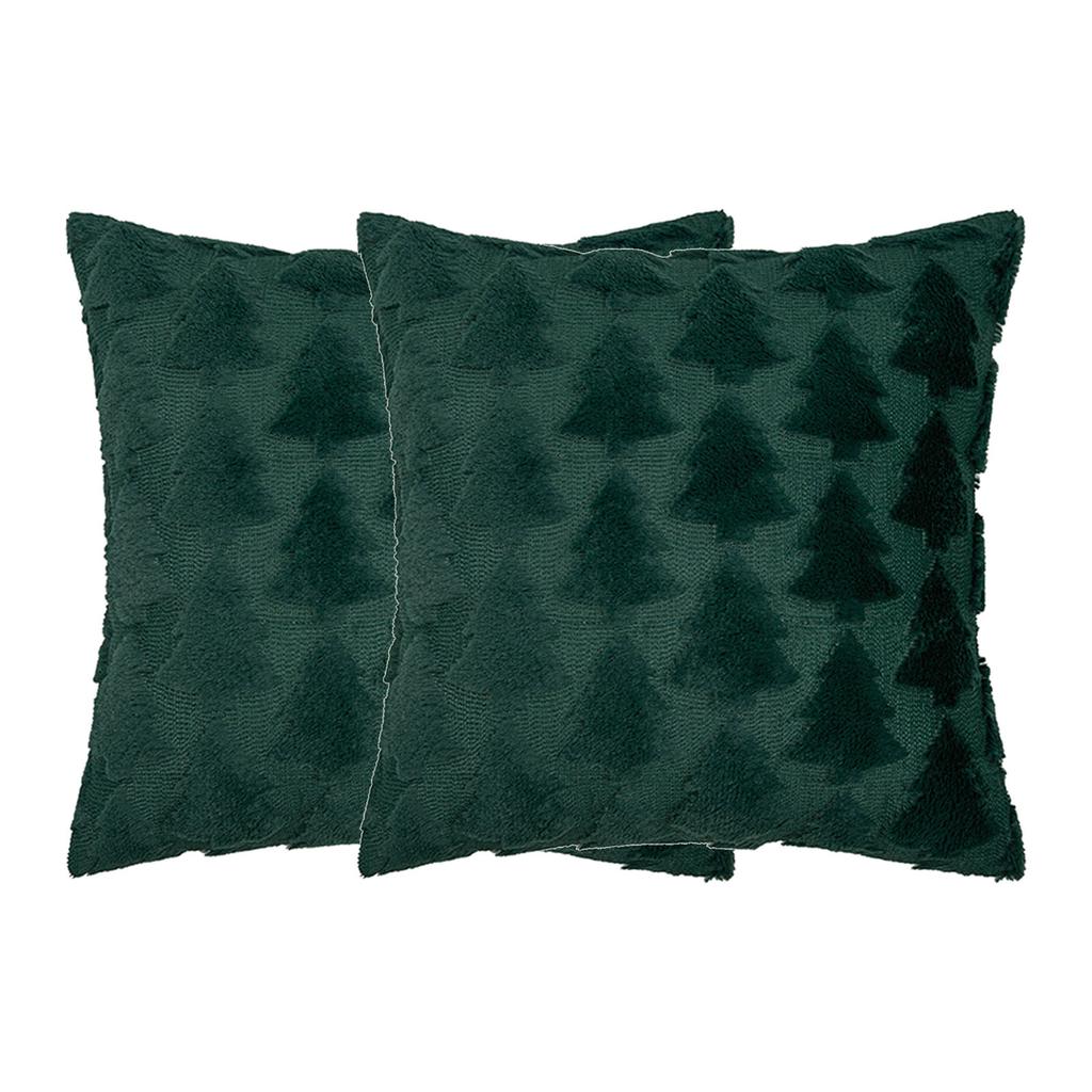 2pcs Xmas Tree Throw Pillow Covers Dark Green Decorative Soft Pillowcases for Couch Sofa Bed Kids Room 17.72x17.72in