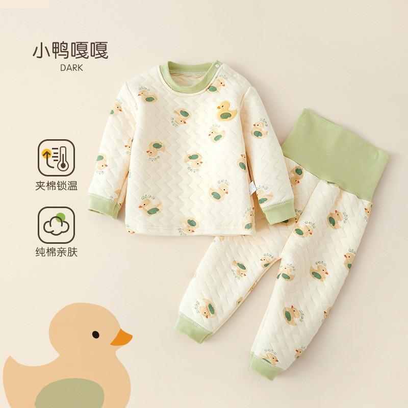 Baby Girls Boys Thermal Underwear Set Thick Fleece Lined Cotton Kids Winter Warm Sleepwear