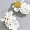 Stylish Portable Imitation Pearls Earrings Geometric Floral Design Perfect For Daily Wear And Special Occasions