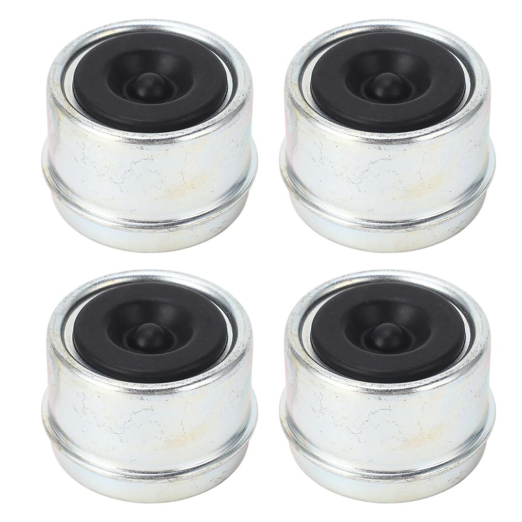 4pcs 1.98in Trailer Bearing Dust Cap Trailer Axle Oil Cap with Rubber Plugs for 2000 to 3500 Lbs Trailer Wheel Hubs
