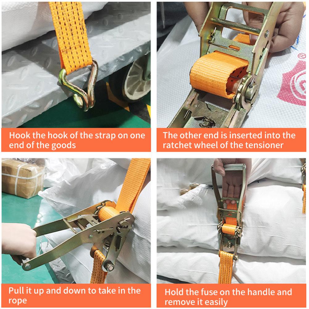 5/6M Cargo Binding Strapping Tensioning Belts Thickened Truck Strapping Rope Heavy Duty Tashing Straps With Clip Fastener