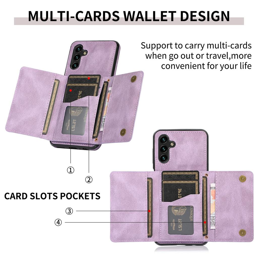 For Samsung Galaxy A36 5G Phone Case Tri-fold Wallet Kickstand PU Leather + TPU Back Cover