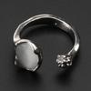 Hollow Moon Stone Rings for Women Y2K Flower Bud Open Ring Vintage Jewelry