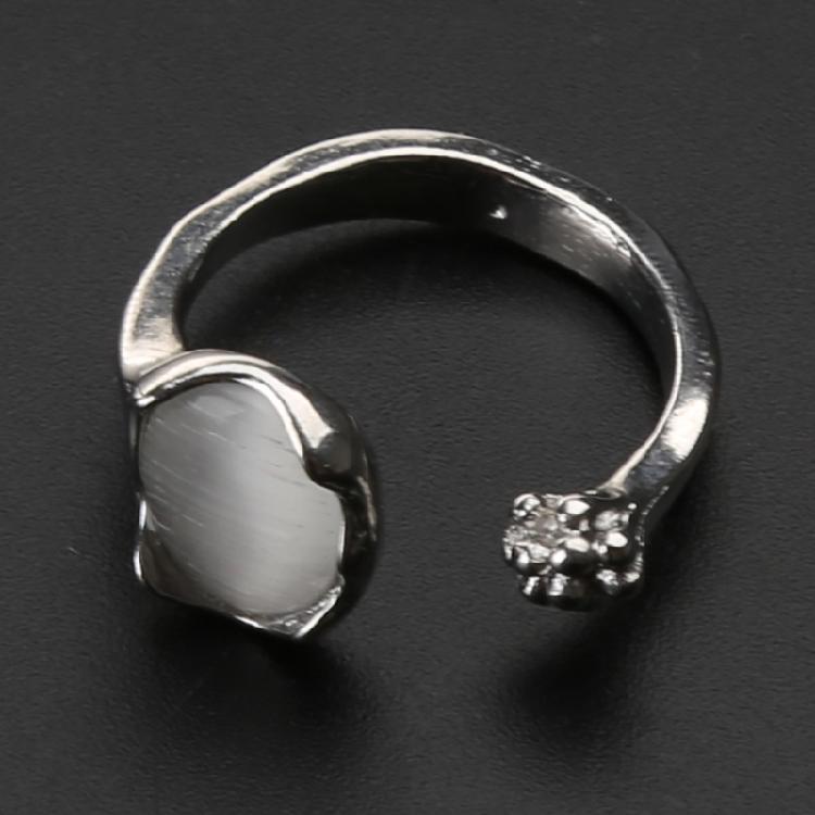 Hollow Moon Stone Rings for Women Y2K Flower Bud Open Ring Vintage Jewelry