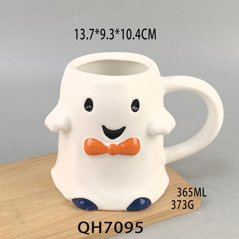 

Halloween Cup Xiao Le Mo Elf Devil Tail Creative Bow Tie Ghost Cup Ceramic Painted Halloween Ornament 301-400ml