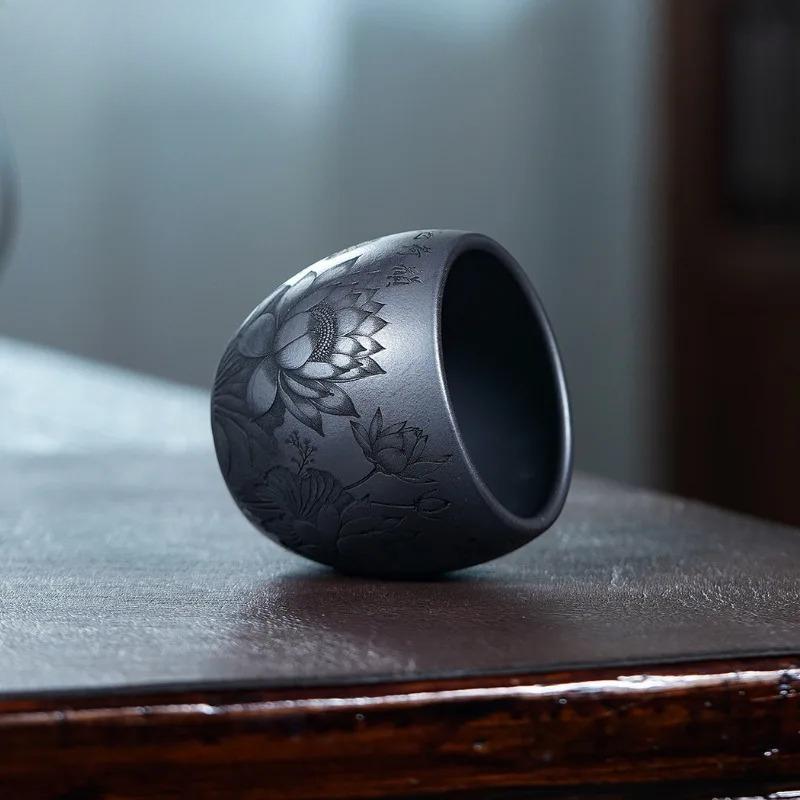 Tazza da tè Yixing Zisha Fiore di Loto da 220 ml Tazza retrò per tè Tazza da degustazione Tazza da meditazione Tazze da maestro Jianzhan Articoli per il tè per la casa