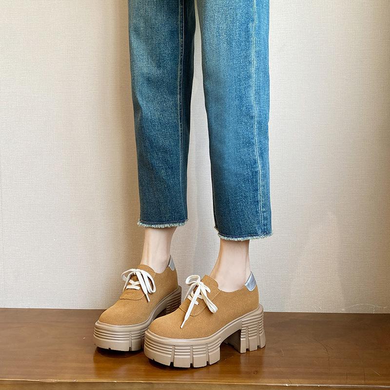 

толстая подошва, сочетание цветов, маленький размер, внутренняя высота 12 см, женские ретро туфли на шнуровке на толстой подошве 38 малиновый