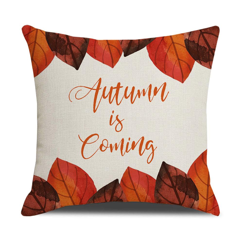 

Наволочка Домашний Осенний Урожай Новая Тыква Кленовый Лист Льняная Печать Подушка для Дивана 45 * 45Cm (excluding pillow core)