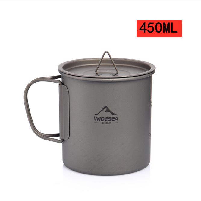 Widesea Lightweight Titanium Camping Cup with Lid - Portable and Easy to Store Tableware