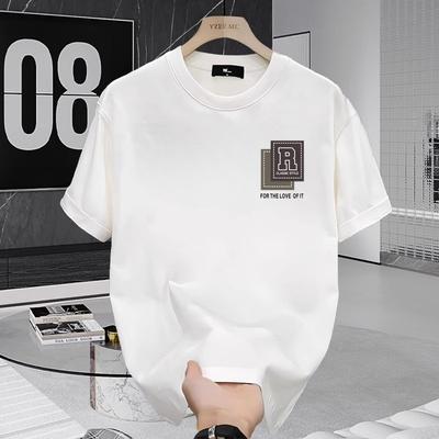 Camiseta estampada para hombre de manga corta verano 2025 suelta marca de moda letra media manga Transpirable Camisa de cuerpo 100% algodón top