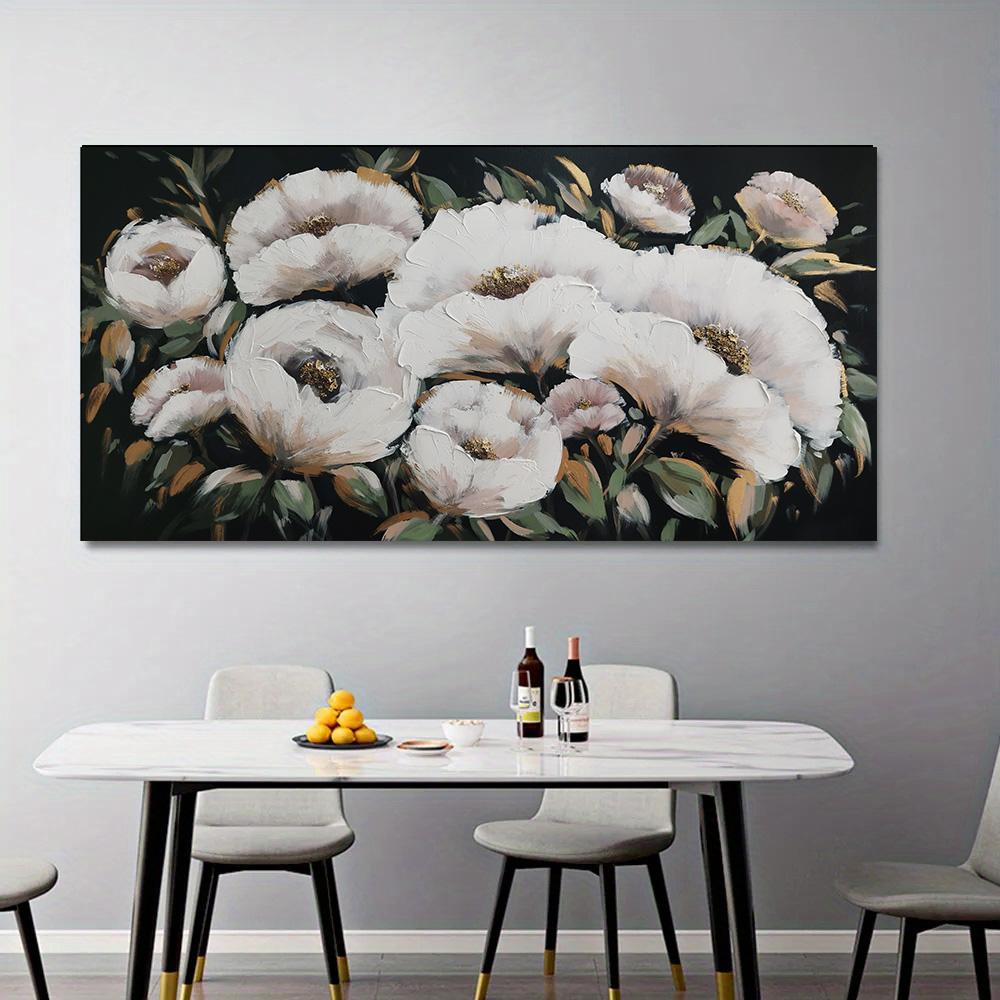 Abstract White Flower Oil Painting on Canvas Wall Art Pictures for Living Room Decoration Accessories