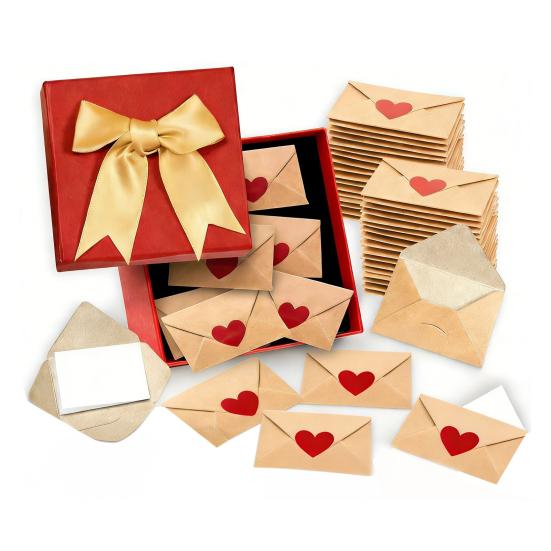 30/60 Stück Mini-Liebesbotschaften DIY Kleine Karten Herz-Aufkleber Liebesbotschaft mit Umschlägen Valentinstag Romantisch