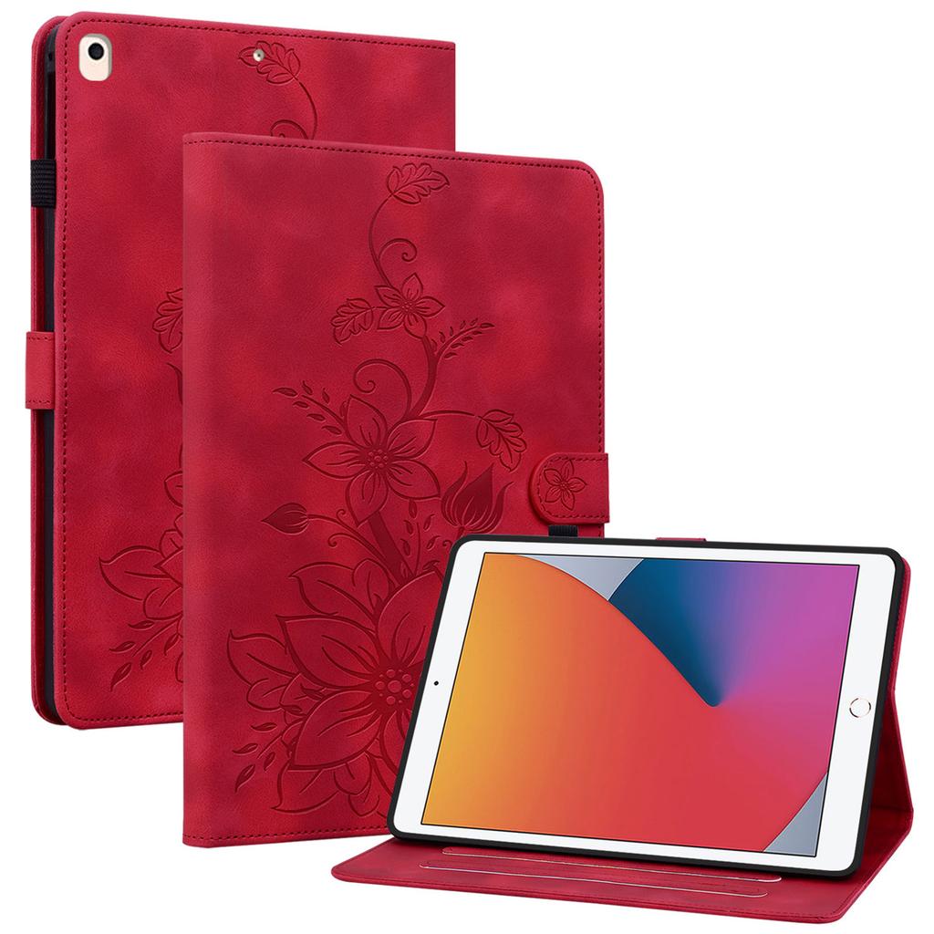 For iPad 10.2 (2021)/(2019)/(2020) Protective Case Anti-Drop Imprint PU Leather Tablet Cover
