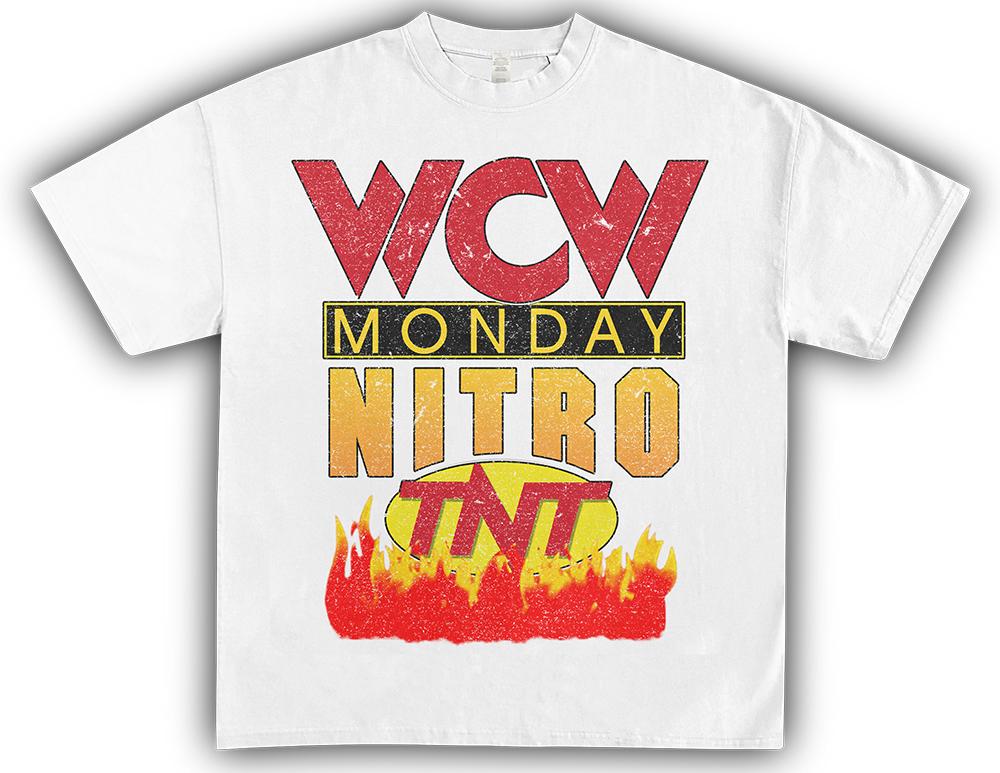 Homage Tees WCW Monday Nitro Wrestling Show TNT American Vintage Print Heavy Short Sleeve T-shirt