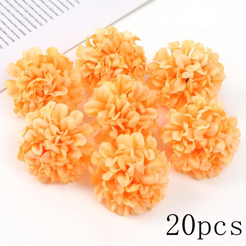 Orange Artificial Flowers Heads Silk Fake Flowers for Home Decor Party Marriage Wedding Decoration DIY Wreath Gifts Accessories